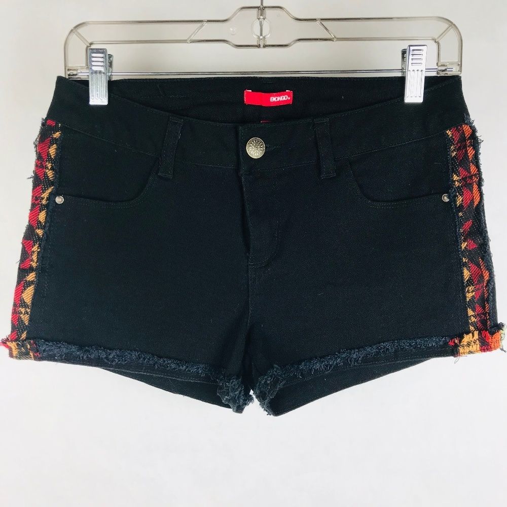 Bongo Black Cut Off Black Shorts Geometric Print